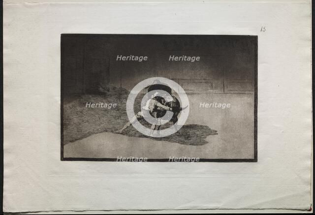 Bullfights: The Famous Martincho Places the Banderillas Playing the Bull with the Movement..., 1876. Creator: Francisco de Goya (Spanish, 1746-1828).