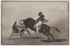 Bullfights: The Same Ceballos Mounted on Another Bull Breaks Short Spears in the Ring…, 1876. Creator: Francisco de Goya (Spanish, 1746-1828)