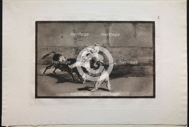 Bullfights: A Moor Caught by a Bull in the Ring, 1876. Creator: Francisco de Goya (Spanish, 1746-1828).