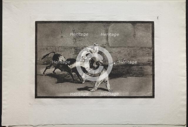 Bullfights: A Moor Caught by a Bull in the Ring, 1876. Creator: Francisco de Goya (Spanish, 1746-1828).