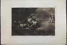 Bullfights: A Horse Thrown by the Bull, 1876. Creator: Francisco de Goya (Spanish, 1746-1828)