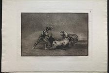 Bullfights: A Spanish Knight Kills the Bull After Having Lost His Horse, 1876. Creator: Francisco de Goya (Spanish, 1746-1828)