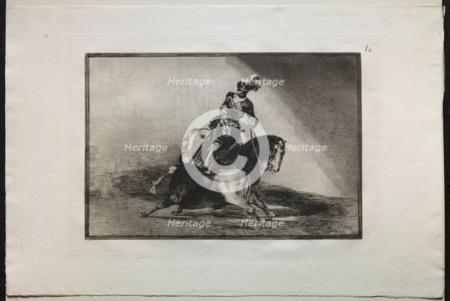 Bullfights: Charles V spearing a bull, 1876. Creator: Francisco de Goya (Spanish, 1746-1828).