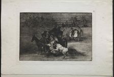 Bullfights: Fight in a Carriage Harnessed to Two Mules, 1876. Creator: Francisco de Goya (Spanish, 1746-1828)