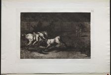 Bullfights: Mariano Ceballos, Alias the Indian, Kills the Bull From his Horse, 1876. Creator: Francisco de Goya (Spanish, 1746-1828)