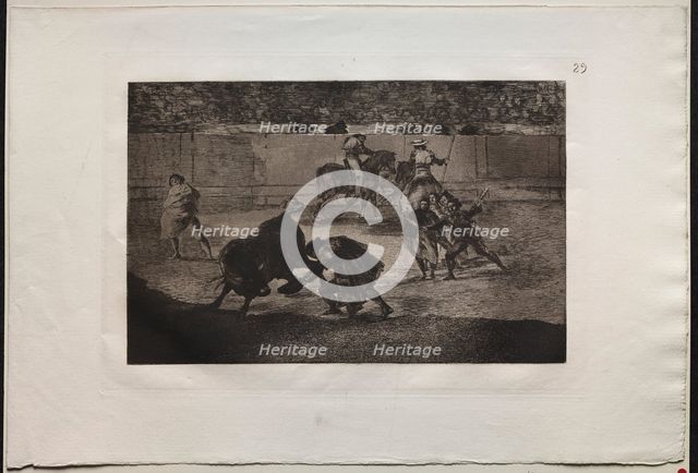 Bullfights: Pepe Illo Making the Pass of the "Recorte", 1876. Creator: Francisco de Goya (Spanish, 1746-1828).