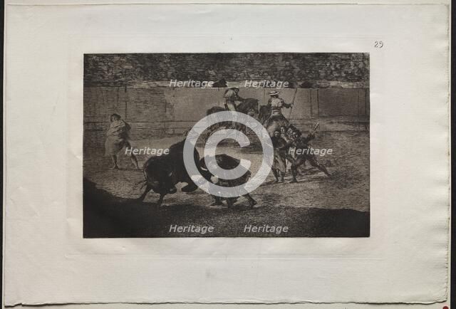 Bullfights: Pepe Illo Making the Pass of the "Recorte", 1876. Creator: Francisco de Goya (Spanish, 1746-1828).