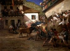 Bulls in Lezo 1882 oil by Gustave Colin