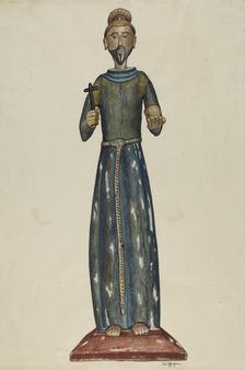 Bulto, Priest Carrying Cross and Skull, 1939. Creator: Carl O'Bergh