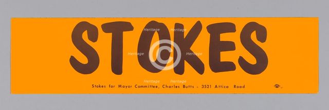 Bumper sticker endorsing Carl Stokes for Mayor of Cleveland, ca. 1967. Creator: Unknown.