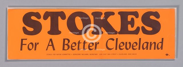 Bumper sticker endorsing Carl Stokes for Mayor of Cleveland, ca. 1967. Creator: Unknown.