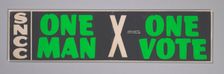 Bumper sticker with the slogan One Man, One Vote, 1962 - 1965. Creator: Unknown