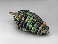 Bunch of glass grapes on a hooked stem of bronze and wood, 1353 BC-1335 BC
