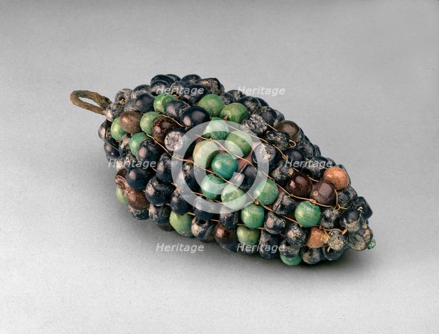 Bunch of glass grapes on a hooked stem of bronze and wood, 1353 BC-1335 BC. Artist: Unknown.