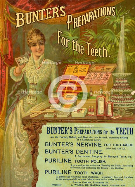 Bunter’s Preparations For The Teeth, 19th century. Artist: Unknown