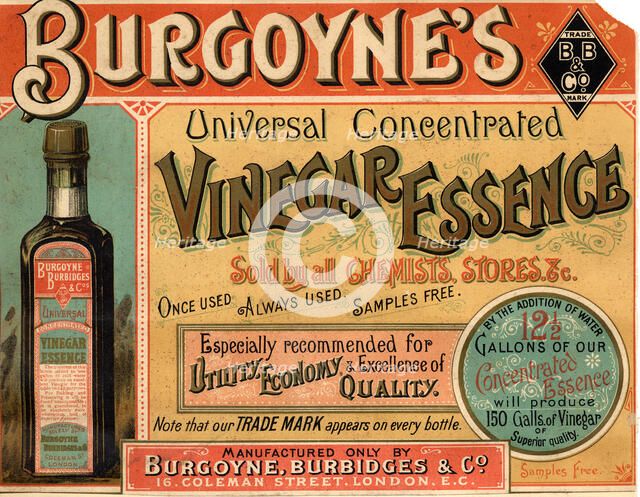Burgoyne's Vinegar Essence, 1900s. Artist: Unknown
