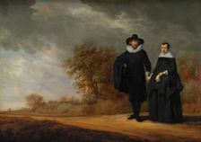 Burgomaster Cornelis Damasz. van der Gracht and his Wife, Jopken Jacobs, in a Landscape, 1635-1639. Creators: Gerard Donck, Simon Kick, Frans de Hulst