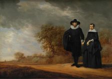 Burgomaster Cornelis Damasz. van der Gracht and his Wife, Jopken Jacobs, in a Landscape, 1635-1639. Creators: Gerard Donck, Simon Kick, Frans de Hulst