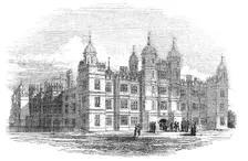 Burghley House - north front, 1844. Creator: W. J. Linton