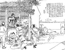 Burglars in the suburbs of Peking: the thieves caught in the act, 1909. Creator: Unknown