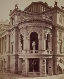 Burgtheater - fragment of the façade, Vienna, around 1890. Creator: Ludwig Niernberger
