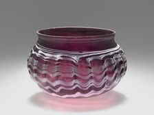 Burgundy Ribbed Bowl (Rippenschale) with White Trails, second half of 1st century B.C. Creator: Unknown