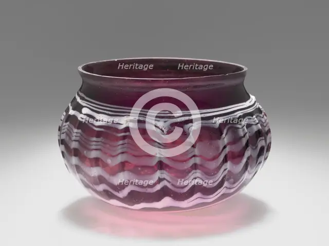 Burgundy Ribbed Bowl (Rippenschale) with White Trails, second half of 1st century B.C. Creator: Unknown.