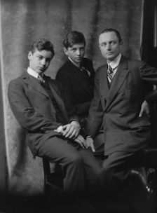 Burden, James A., Mr., and sons, portrait photograph, 1914 Mar. 31. Creator: Arnold Genthe