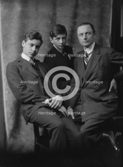 Burden, James A., Mr., and sons, portrait photograph, 1914 Mar. 31. Creator: Arnold Genthe.