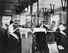 Bureau engraving & printing - stamp division, between 1890 and 1910. Creator: Frances Benjamin Johnston