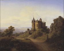 Büresheim [sic] Castle on the Eifel River, 1838. Creator: Frederik Hansen Sodring