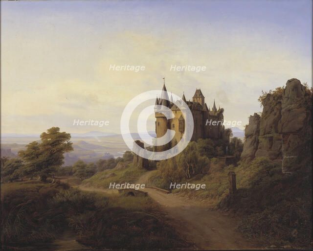 Büresheim [sic] Castle on the Eifel River, 1838. Creator: Frederik Hansen Sodring.