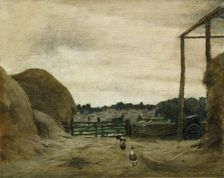 Burford from West Hall Hill, farmyard, 1916. Creator: Norman Garstin