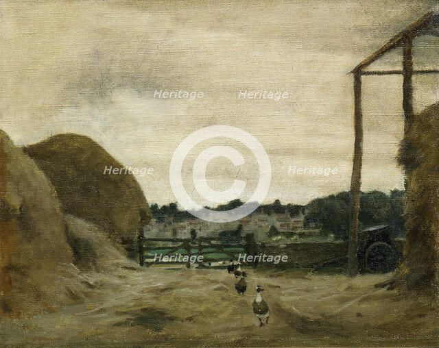 Burford from West Hall Hill, farmyard, 1916. Creator: Norman Garstin.