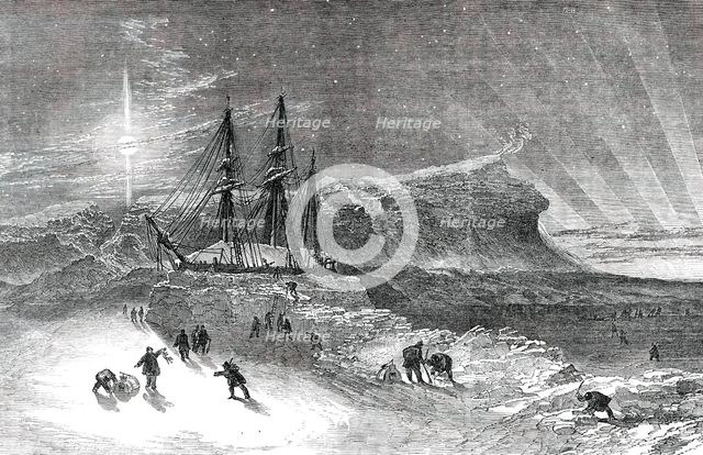 Burford's Panorama of the Polar Regions - The "Investigator" Snow-Walled in for Winter, 1850. Creator: Smyth.