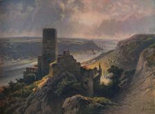 Burg Gutenfels mit Blick auf Oberwesel (Gutenfels Castle overlooking Oberwesel), 1923. Creator: Nikolai of Astudin