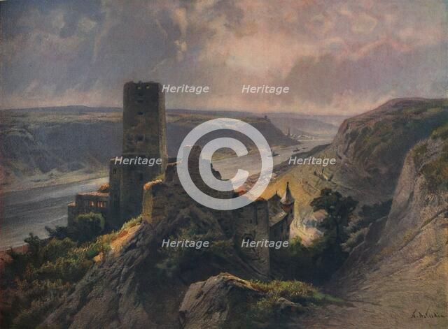 'Burg Gutenfels mit Blick auf Oberwesel', (Gutenfels Castle overlooking Oberwesel), 1923. Creator: Nikolai of Astudin.