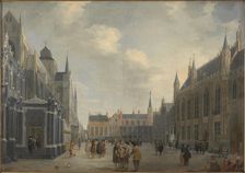 Burg Square in Bruges, 1672. Creator: Meunincxhove, Jan Baptist van (c. 1620/25-1703/04)