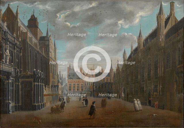 Burg Square in Bruges, 1696. Creator: Meunincxhove, Jan Baptist van (c. 1620/25-1703/04).
