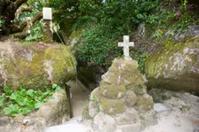 Burial mounds in the garden of Capuchos Convent, Sintra, Portugal, 2009. Creator: Samuel Magal