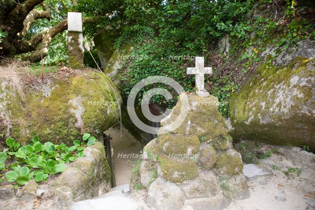 Burial mounds in the garden of Capuchos Convent, Sintra, Portugal, 2009. Creator: Samuel Magal.