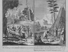 Burial of a Laplander / A Laplander in a trance with a magical drum on his back before he forete Artist: Claude Dubosc