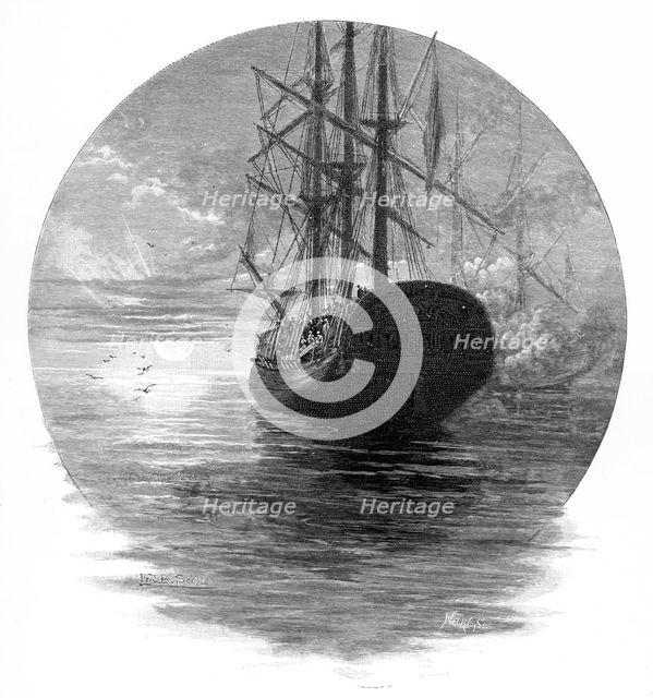 Burial of Captain Cook's remains at sea, 1779 (1886). Artist: Unknown