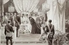 Burial of Emperor Alexander III in the Sts Peter and Paul Cathedral in St Petersburg, 1894. Creator: Brozh, Karel (Carl) (1836-1901)