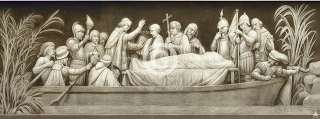 Burial of Hernando De Soto (The frieze in the Rotunda of the United States Capitol), 1860-1873. Artist: Brumidi, Constantino (1805-1880)