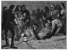 Burial of Lieutenant-General Sir John Moore, British soldier, La Coruna, Spain, 1809 (c1885)