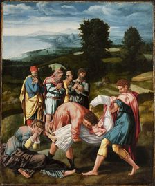 Burial of Saint Denis. Altarpiece of the church of Saint-Denis in Liège, c1533. Creator: Lambert Lombard