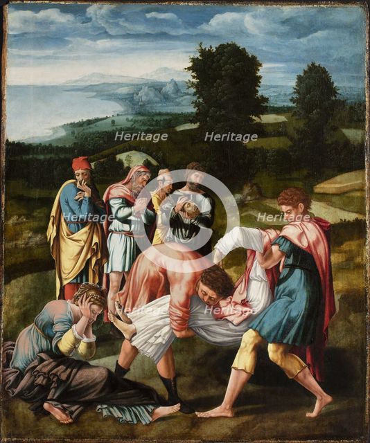 Burial of Saint Denis. Altarpiece of the church of Saint-Denis in Liège, c1533. Creator: Lambert Lombard.