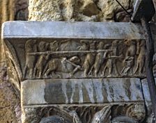 Burial of the cat by the rats Impost of one of the arches of the cloister of the Cathedral of T…