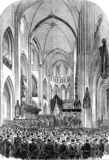 Burial of the late King of Denmark: the coffin being borne to the mausoleum..., 1864. Creator: Unknown